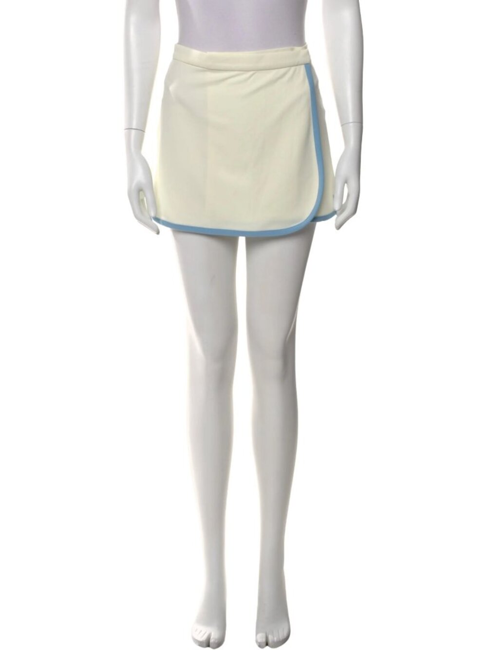 Sporty & Rich Cream Tennis Skirt with Blue Trim